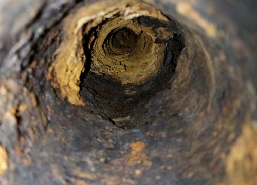 Inside of a rusted pipe